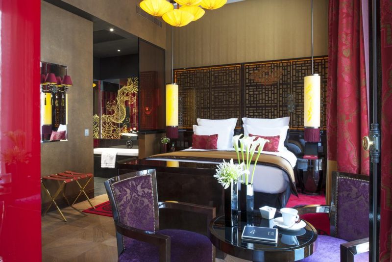 Hotéis de luxo em Paris: quarto do Buddha-Bar Hotel Paris. Hotéis de luxo em Paris: quarto do Buddha-Bar Hotel Paris.