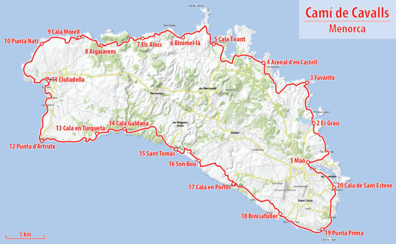 O Mapa do Camí de Cavalls de Menorca O Mapa do Camí de Cavalls de Menorca