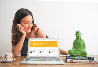 O site do Cambly, onde eu fiz a aulas de inglês online