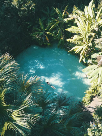 Fervedouros Jalapão: a beleza do Fervedouro Bela Vista, cercado de vegetação e água muito azul