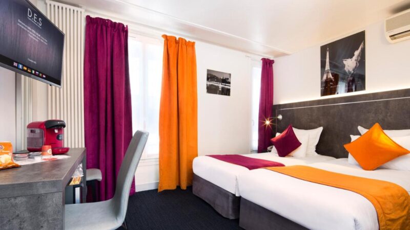Hotel no centro de Paris barato- o quarto duplo do Hotel Plat d'Etain